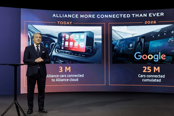 説明会ではラインナップの合理化や車両電動化に関する戦略に加え、コネクテッドの領域における計画も紹介。米グーグルのデジタルエコシステムの採用や、「将来的に2500万台の車両が3社アライアンスのクラウドにつながることになる」という試算などを明らかにした。