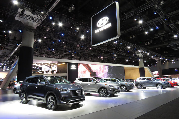 ロサンゼルスモーターショー2017のヒュンダイブースの様子。