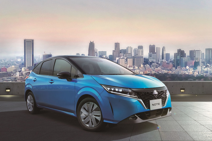 2021年上半期の登録車販売台数ランキング7位の「日産ノート」。トヨタ車以外でトップ10に入ったのはこれと「ホンダ・フリード」（9位）のみ。