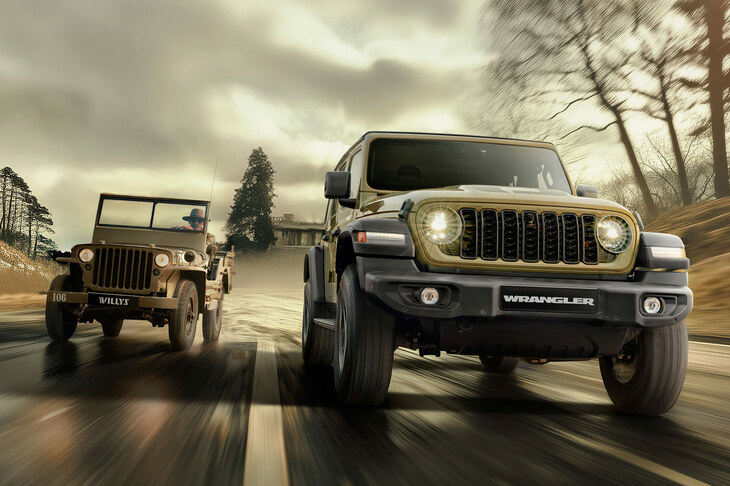 ジープの起源である1941年登場の軍用車「MBウィリス」（写真左）と、現行「ラングラー」の限定モデル「'41エディション」（同右）。　
	清水「このイメージを持ってこられると、ほかのSUVはかすんじゃうね」　
	ほった「問題は、同門のSUVも存在がかすんじゃうことです」