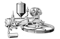 「パテント・モートルヴァーゲン」に搭載された単気筒水冷4ストロークエンジン。ボア×ストロークは90×150mm。排気量は950ccほどで、最高出力は0.7kW程度だった。