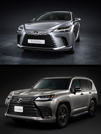 現行型「レクサスRX」（上）と「レクサスLX」（下）。　
	渕野「やはりLXのグリルは今っぽくないというか……」　
	清水＆ほった「違う！ そーじゃないんですよっ!!」