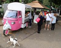 トリノで。ビジネス・オン・ザ・ロード社によるかわいいジェラート屋台。