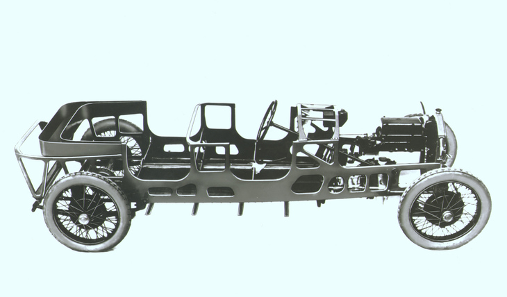 「ランチア・ラムダ」に採用されたモノコックボディー。