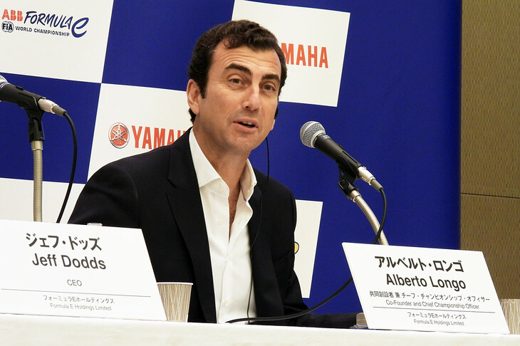 フォーミュラEのアルベルト・ロンゴ氏。記者会見では、これが日本初開催となる「Tokyo E-Prix」への意気込みも語られた。
