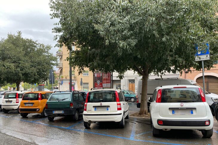 このフレームのなかには新旧6台が確認できる。2023年10月、シエナ県ポッジボンシで。