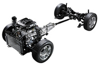 4WDもパートタイムからフルタイムへ。LSD付きセンターデフにより、タイトなコーナーを曲がる際の「ブレーキング現象」（前後輪の回転半径が違うために曲がりにくくなる現象）を解消できる。