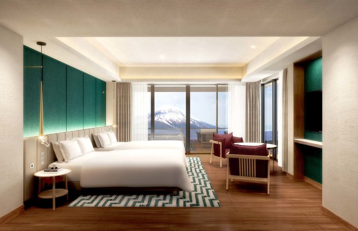 富士スピードウェイホテルは、「アンバウンド コレクション by Hyatt」ブランドとしては日本初の施設。「サーキットの熱狂を間近に感じられる部屋」や「富士山が眼前に広がる部屋」がウリ。