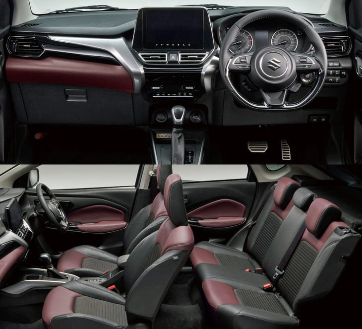 インテリアでは、助手席側のダッシュボードにブラックの装飾パネルを採用（海外仕様は黄色がかったシルバーである）。ドアインナーパネルも、海外仕様ではソフトパッドの周辺部までがボルドーだったが、「日本人の感覚だと、これでは色が強すぎる」という判断から、ソフトパッド部のみボルドーとする仕様に変更された。