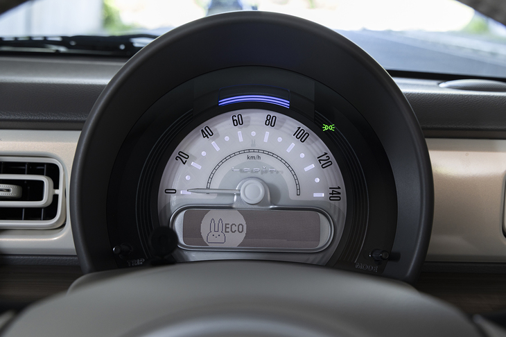 エンジンをオフにするとうさぎ（顔だけ）が現れ、スポットライトの演出付きで今回のドライブのエコスコアを発表してくれる。