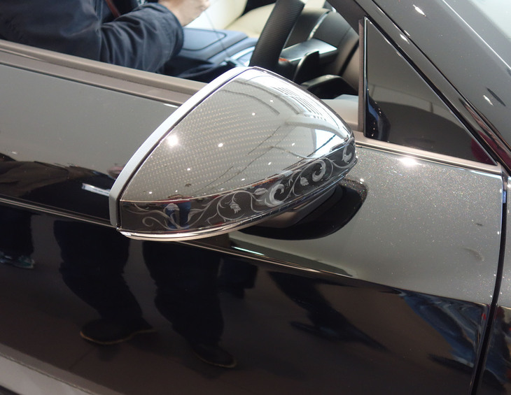 唐草模様とカーボン調の珍しい取り合わせ。