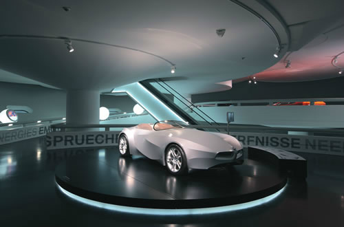 ミュンヘンにあるBMWミュージアム。写真のターンテーブルは、ブマット製のものだ。