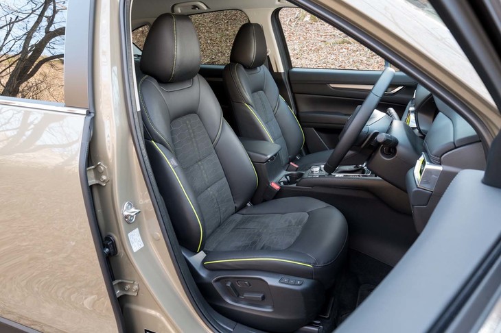 グランリュクスと合成皮革のコンビシート。ライムグリーンのパイピングでドレスアップされている。