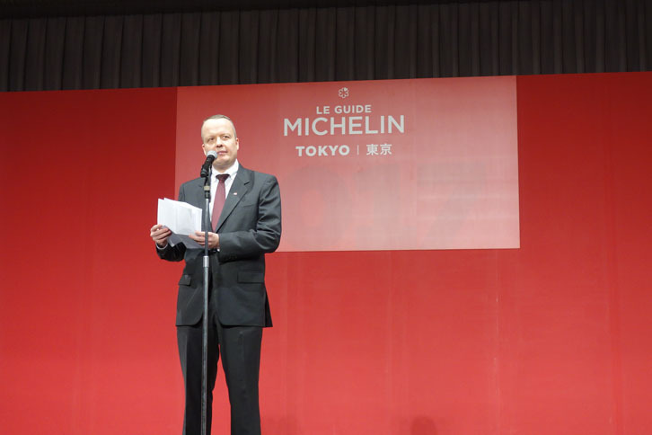 日本ミシュランタイヤのポール・ペリニオ社長。2008年度版の発行当初は、タイヤのミシュランと、レストランガイドのミシュランが同一の会社だとなかなか認知されなかったと話した。