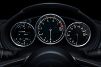 3眼メーターは速度計が黒い文字盤の液晶タイプとなった。