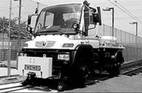 多目的作業車「ウニモグ」に線路を走るモデル