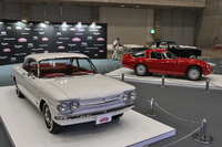 主催者展示コーナー。手前から「シボレー・コルベア モンザ」、「アルファ・ロメオ・ジュリアTZ」、そして「メルセデス・ベンツ220SEbクーペ」。