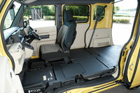 4人乗車仕様でも、運転席を除く3座は、ご覧のとおりフラットに格納が可能。ピラーレスドアによる幅1580mmの大開口も自慢だ。