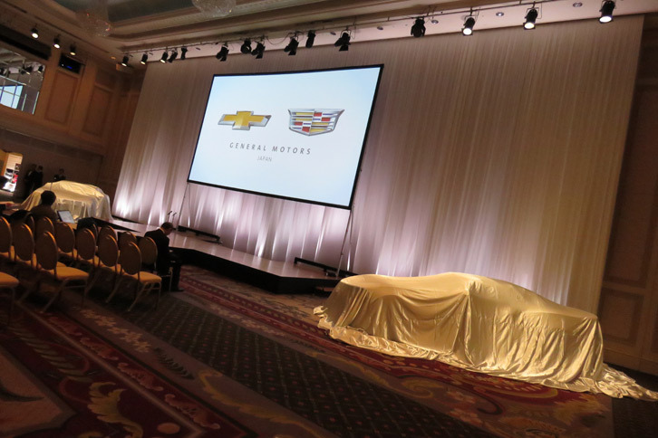 プレスカンファレンスが行われる会場の様子。