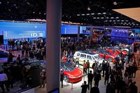 ブースに並べられたBEVのコンセプトモデル。フォルクスワーゲンの展示は、まさにBEV一色となっていた。