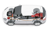 「カイエンSハイブリッド」の透視図。