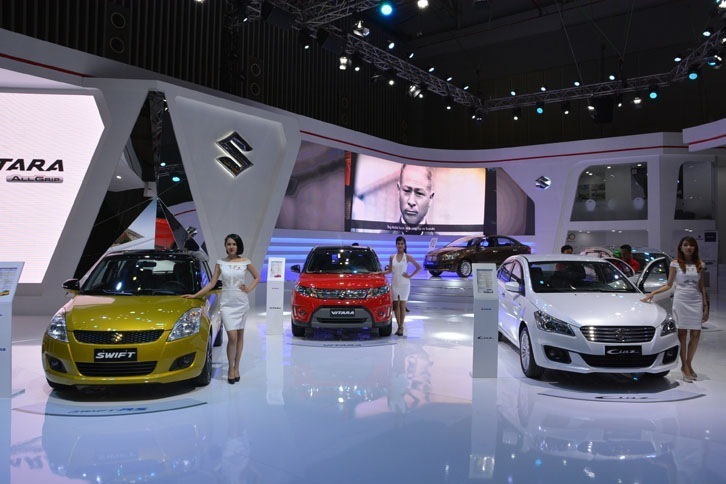 乗用車ブランドのプレスカンファレンスのラストバッターとなったのがスズキ。ベトナムでの初披露となる「シアズ」を筆頭に「スイフト」、SUVの「ヴィターラ」、MPVの「エルティガ」をそろえる展示であった。