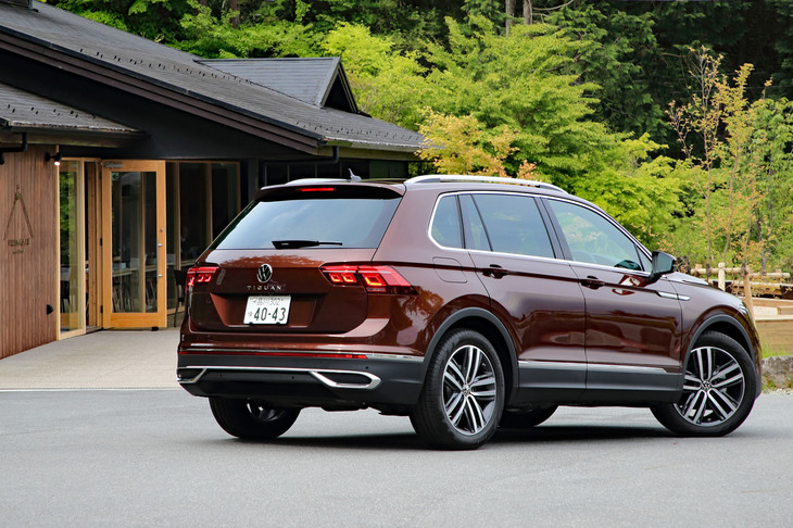 現在日本に導入されるフォルクスワーゲンのSUVで、最もボディーサイズの大きなモデルとなる「ティグアン」。ボディーサイズは全長×全幅×全高＝4515×1840×1675mm、ホイールベースは2675mm。