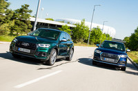 0-100km/h加速が5.4秒という動力性能を備える新型「SQ5」。最高速については、リミッターで250km/hに抑えられている。