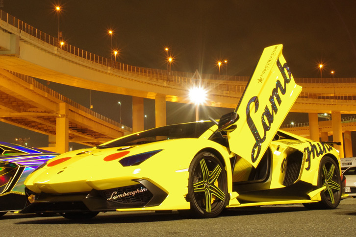 「アヴェンタドール LP720-4 アニヴェルサリオ」。ボディーサイドの“Lamborghini”部分にスワロフスキーを使用。（諸星氏所有により写真の無断転載不可）