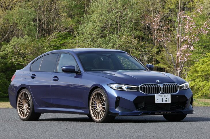 BMW傘下となる前のBMWアルピナが、最後に手がけたモデルの「B3 GT」。クルマに関心のない人が見たら、普通の「BMW 3シリーズ」と区別がつかないだろう。（写真：佐藤靖彦）