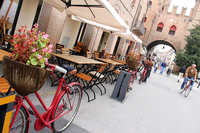 平野が大半を占めるエミリア地方では自転車がポピュラーな交通手段。特にフェラーラは「自転車の街」として、その普及を街のキャラクターとしている。