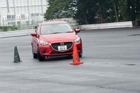 緑色のパイロン（向かって左側）がゴールへの目印。ここを通り抜ければゴールまで一直線。