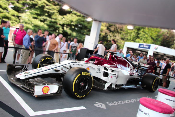 アルファ・ロメオのスタンドには、F1マシンも展示された。