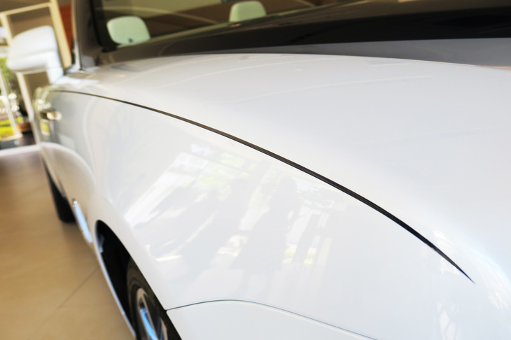 ボディーサイドを飾る、ネイビーブルーのコーチライン。