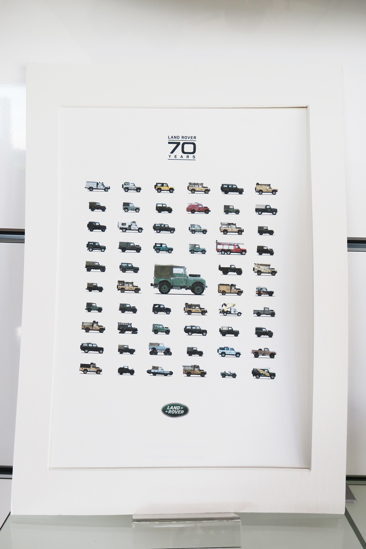 「ランドローバー・ディフェンダー」のグッズ類。