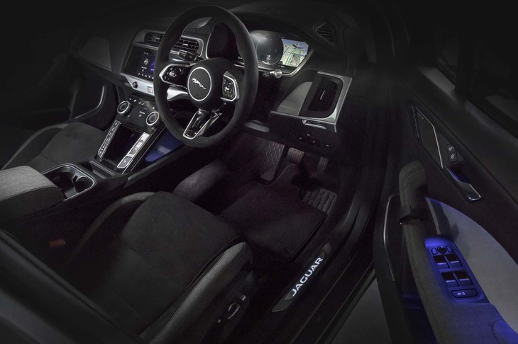 暗がりでは、イルミネーションに彩られたインテリアが楽しめる。カラーは好みのものに変更可能。