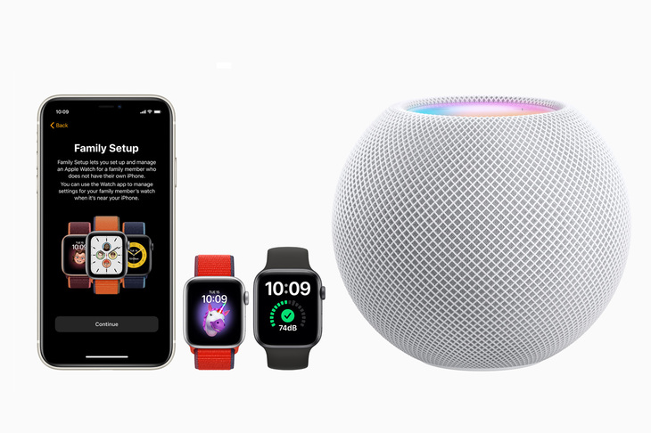 アップルの、製品そのものではなく製品が提供する体験価値を重視する姿勢は、今日も変わらない。写真は左から、「iPhone」「Apple Watch」「HomePod」。