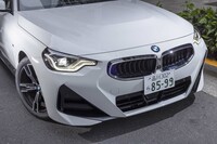 多角形のヘッドランプは、コンパクトなキドニーグリルと組み合わされることで、迫力を増している。ランプユニット内にはゴールドのアクセントがあしらわれる。