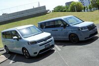 シンプル＆クリーンな意匠で注目を集める「エアー」だが、販売比率は15：85で、圧倒的にカスタムスタイルの「スパーダ」が優勢。ミニバンオーナーの皆さまは、今も押し出しの強いデザインがお好きなのね……。