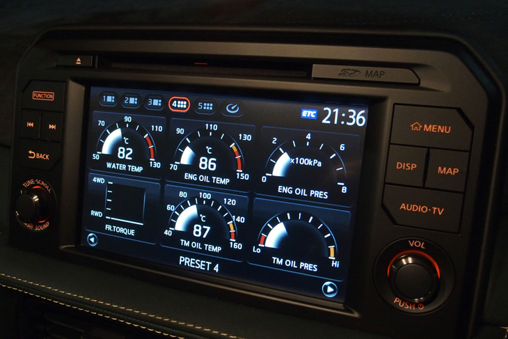 ダッシュボードの中央に組み込まれる8インチワイドディスプレイ。車両コンディションやドライビング履歴を表示する「マルチファンクションメーター」を搭載している。