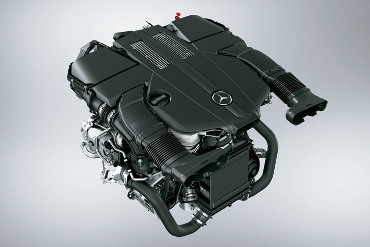 「E400 4MATICエクスクルーシブ」に搭載される、3.5リッターV6直噴ガソリンターボエンジン。