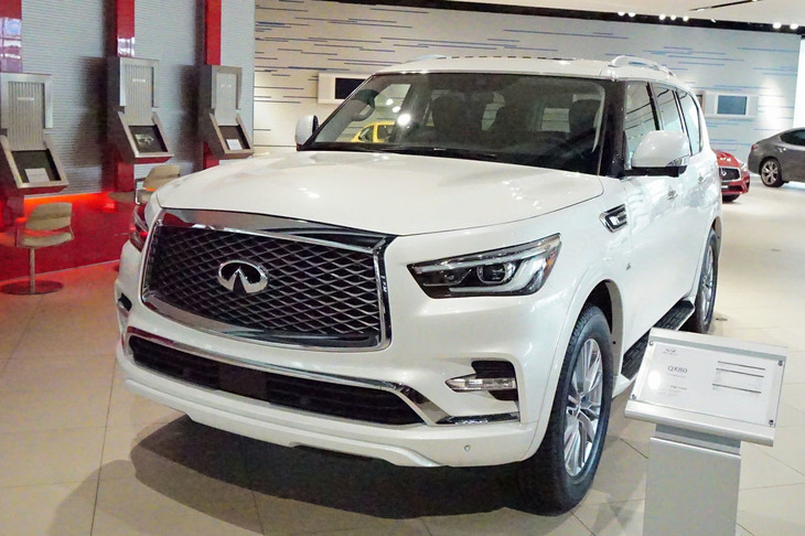 日本未導入の「インフィニティQX80」の2019年モデル。全長は5305mmにも達する。