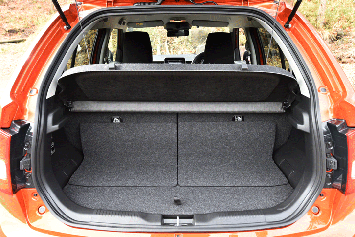 荷室容量は、後席を後端にスライドした状態で133リッター、前端にスライドした状態で258リッター、後席を倒した状態で415リッターとなっている。（写真をクリックするとシートアレンジが見られます）