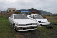 やはり愛南町で。最初期型の「トヨタMR2」と、二代目「トヨタ・ソアラ」。     