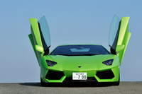 ボディー側面のキャラクターラインに隠れたドアノブを引くと“シザードア”がスムーズに上昇する。目にも鮮やかなライムグリーンのボディーカラーは特別色の「ヴェルデ・イサカ」。
    