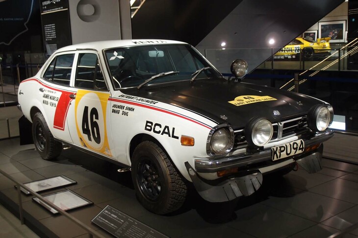 三菱にWRC初優勝をもたらした「ランサー1600GSR」（1974年）。
