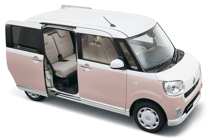 全高1700mm以下の軽乗用車としては初となる、両側スライドドアが採用されている。