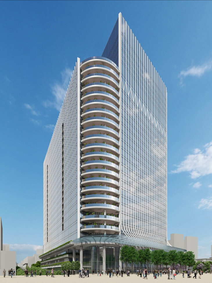 2029年度に東京・品川に開業を予定しているトヨタの「新東京本社」。移動価値の拡張や、カーボンニュートラルを含む人類と地球の持続可能な共生に取り組むという。