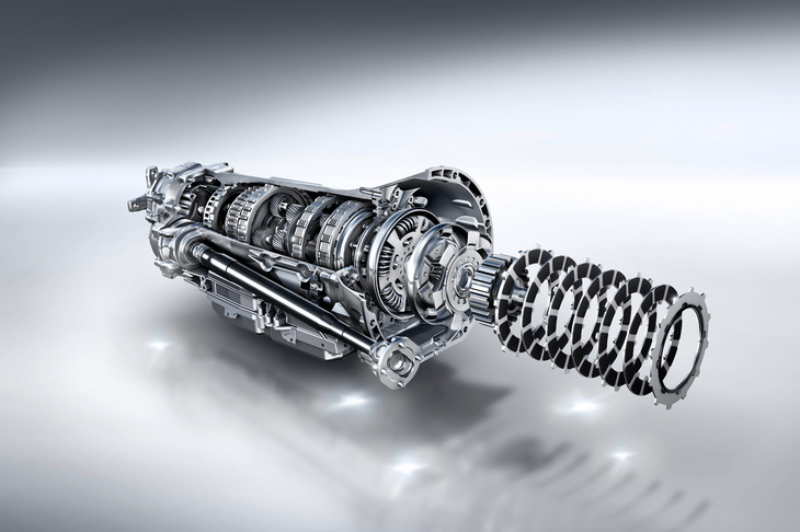 トルクコンバーターの代わりに湿式多板クラッチを用いたメルセデス・ベンツの「AMGスピードシフトMCT」。
