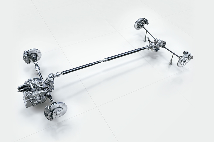 「AMG A35 4MATIC」の4WDシステムは、前後トルク配分を100：0から50：50までの範囲で連続可変制御。電気機械制御式の採用によって、シャープな走行レスポンスが得られるという。